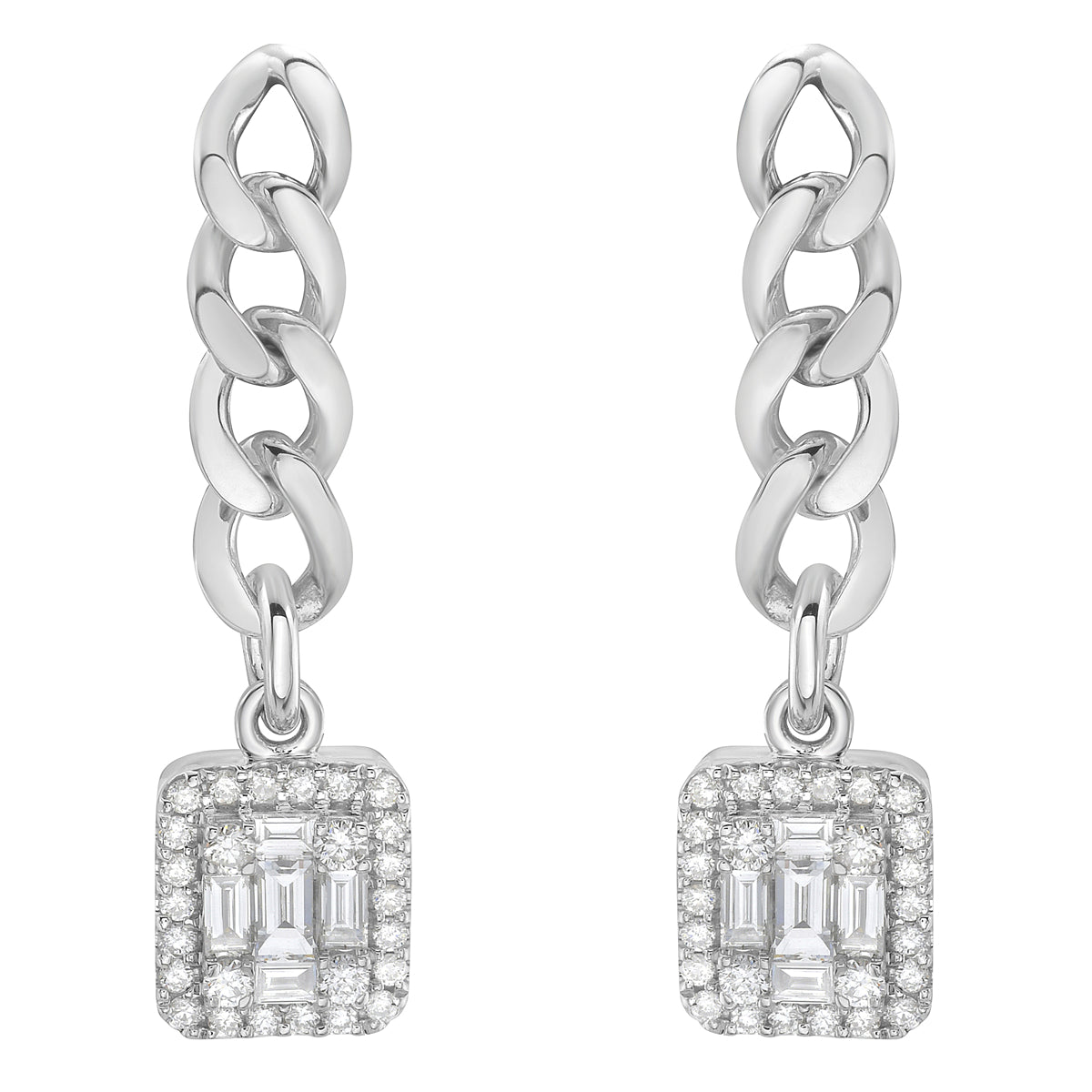 E055637 - Earring 18KW/4.6G 52RD-0.28CT 10BD-0.28CT