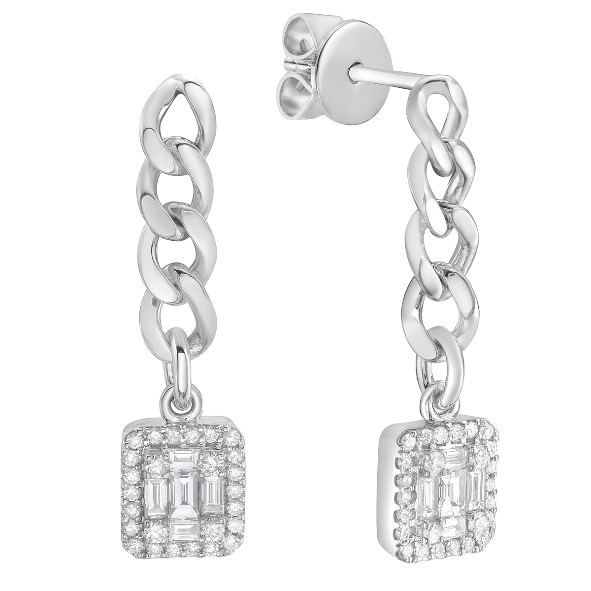 E055637 - Earring 18KW/4.6G 52RD-0.28CT 10BD-0.28CT