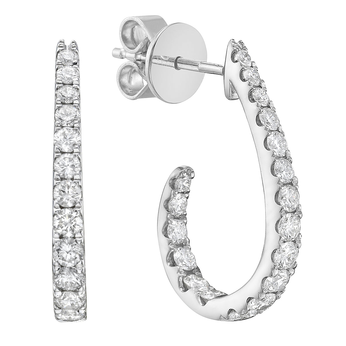 18K White Gold Diamond Earrings, 0.81ct