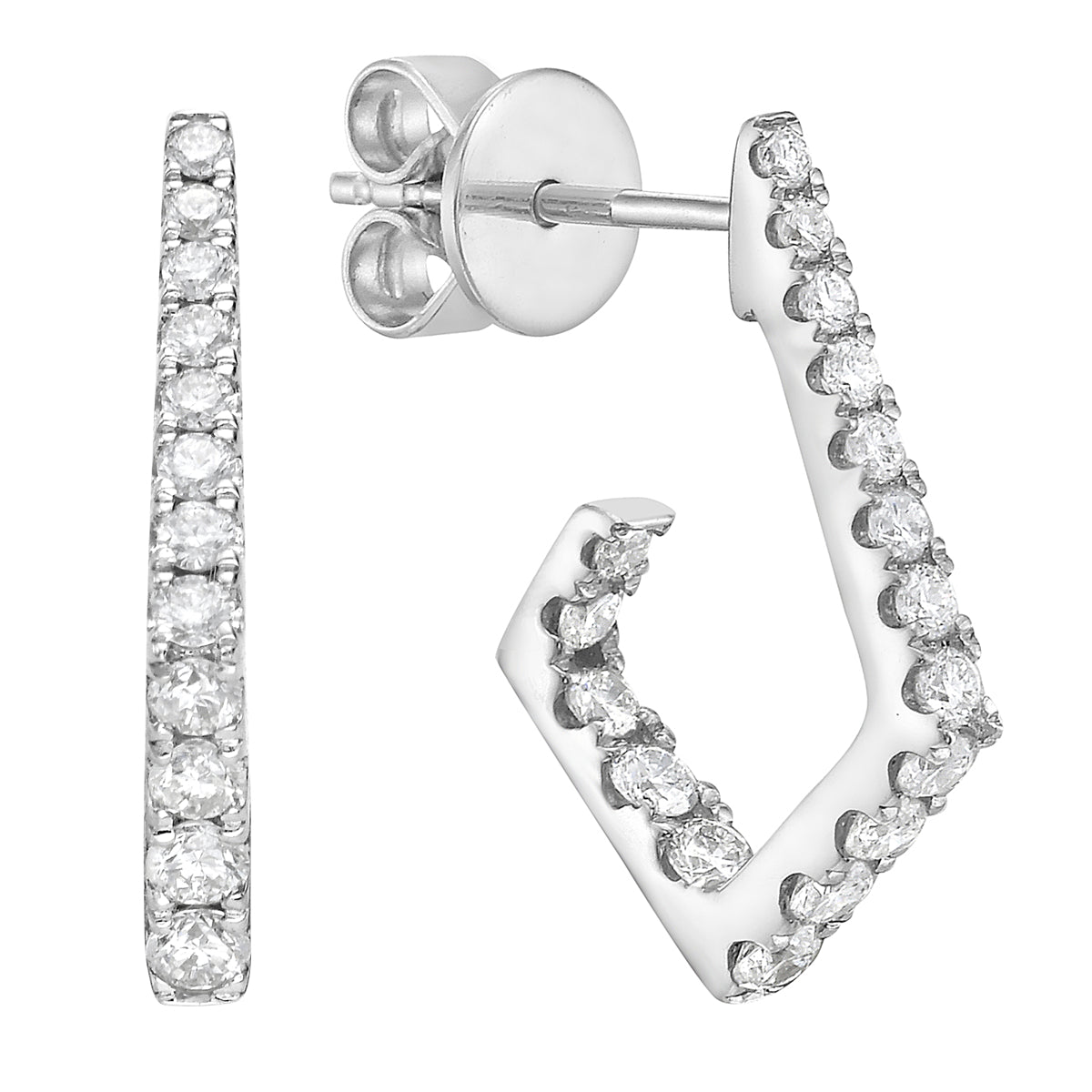 14K White Gold Diamond Earrings, 0.62ct