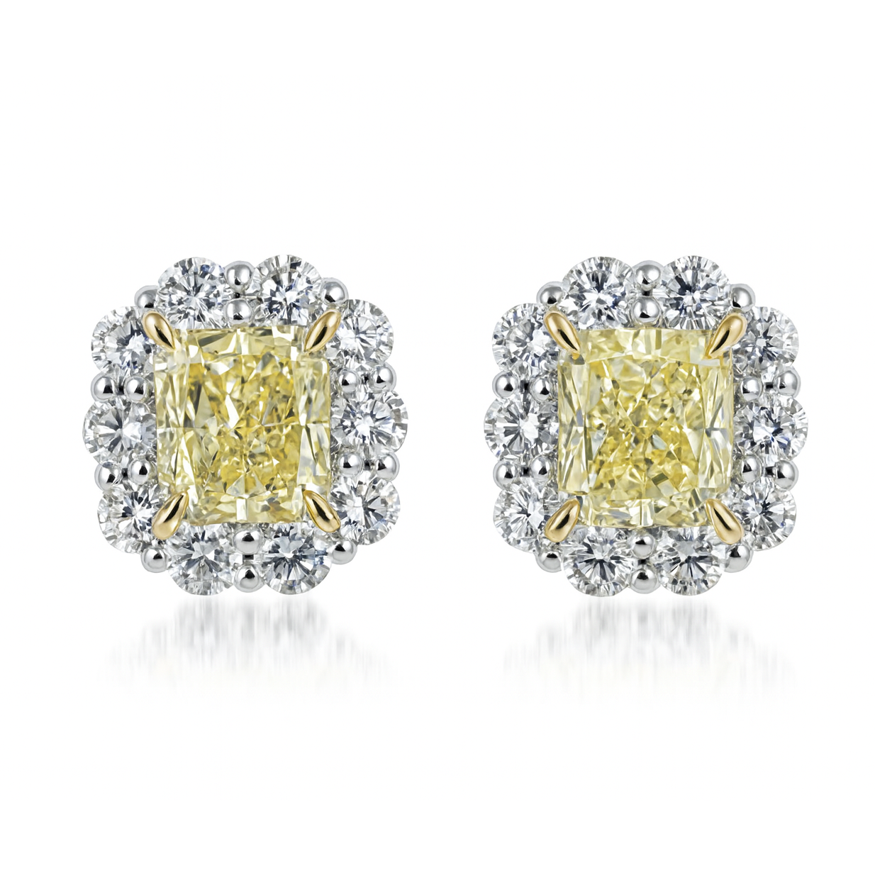 18K White & Yellow Gold Yellow Diamond Earrings, 0.98ct