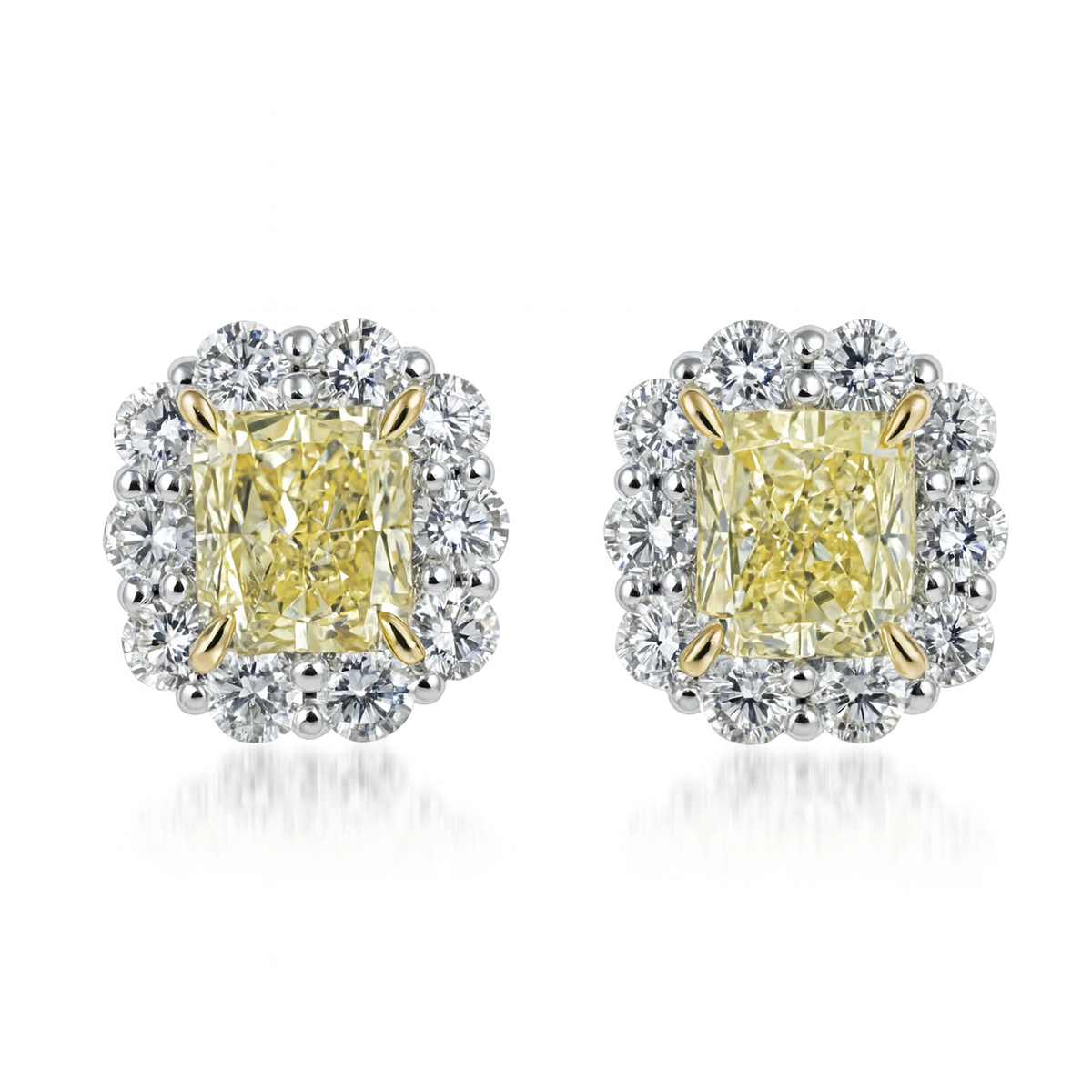 Handmade 18K Yellow Gold Yellow Diamond Earrings, 0.8ct