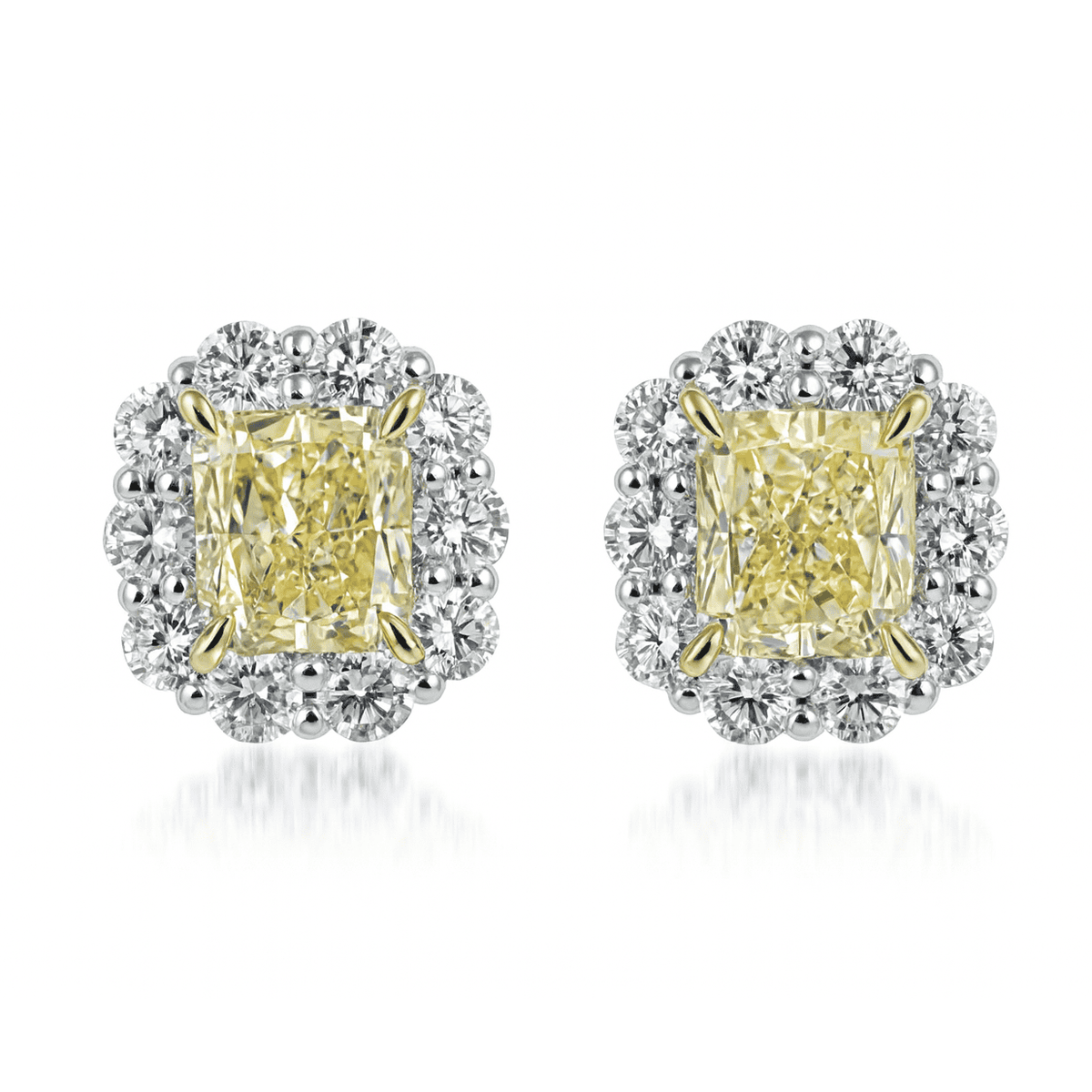 Handmade 18K Yellow Gold Yellow Diamond Earrings, 0.8ct