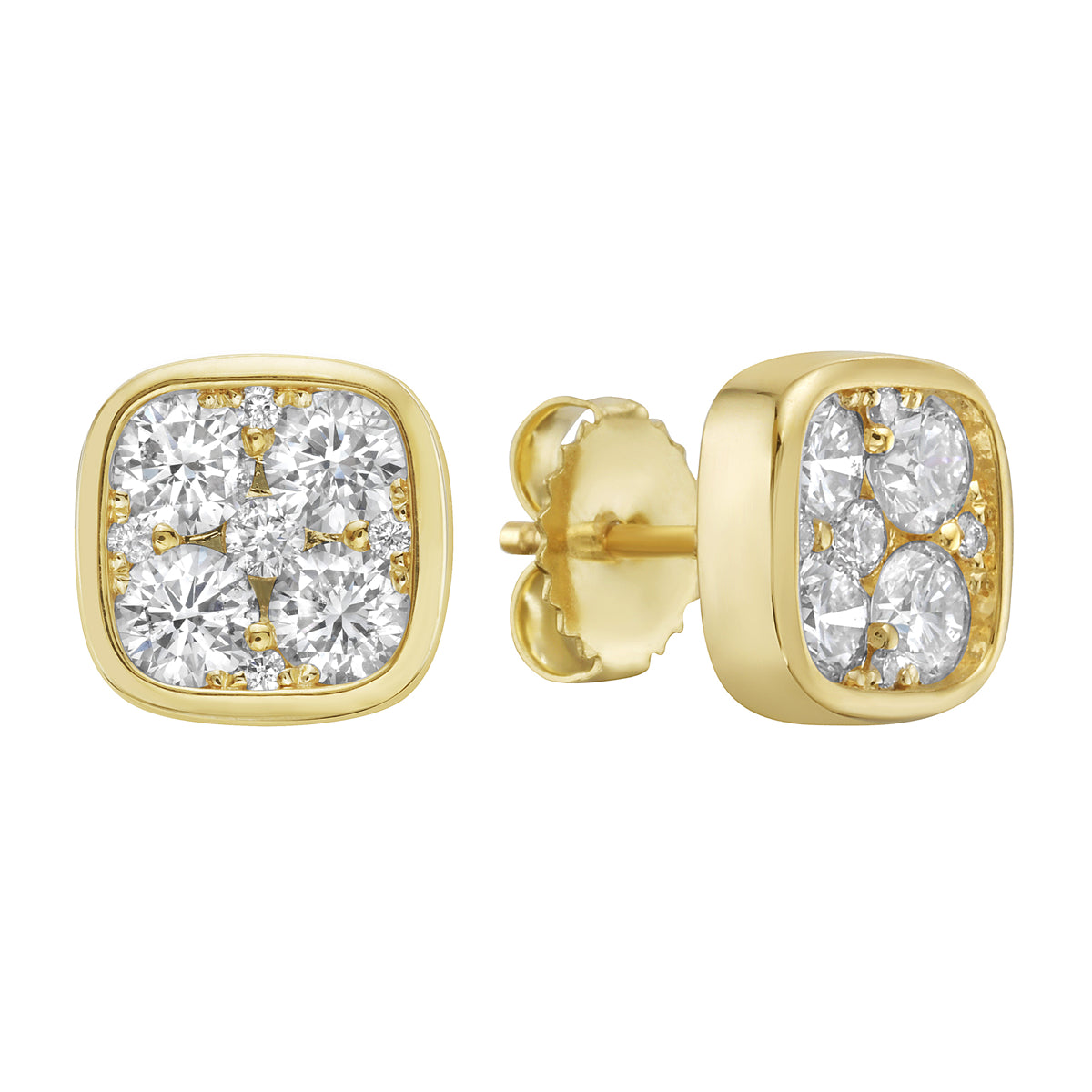 E055936BY - Earrings 18KY/3.7G 8RD-1.38CT 10RD-0.11CT