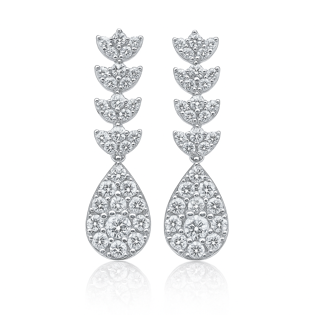 18K White Gold Diamond Earrings, 0.96ct