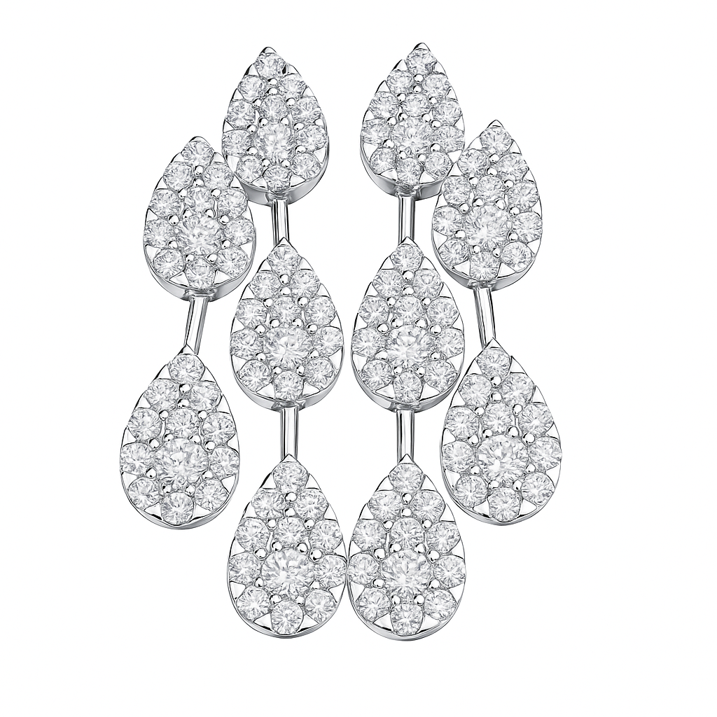 18K White Gold Diamond Earrings, 3.15ct