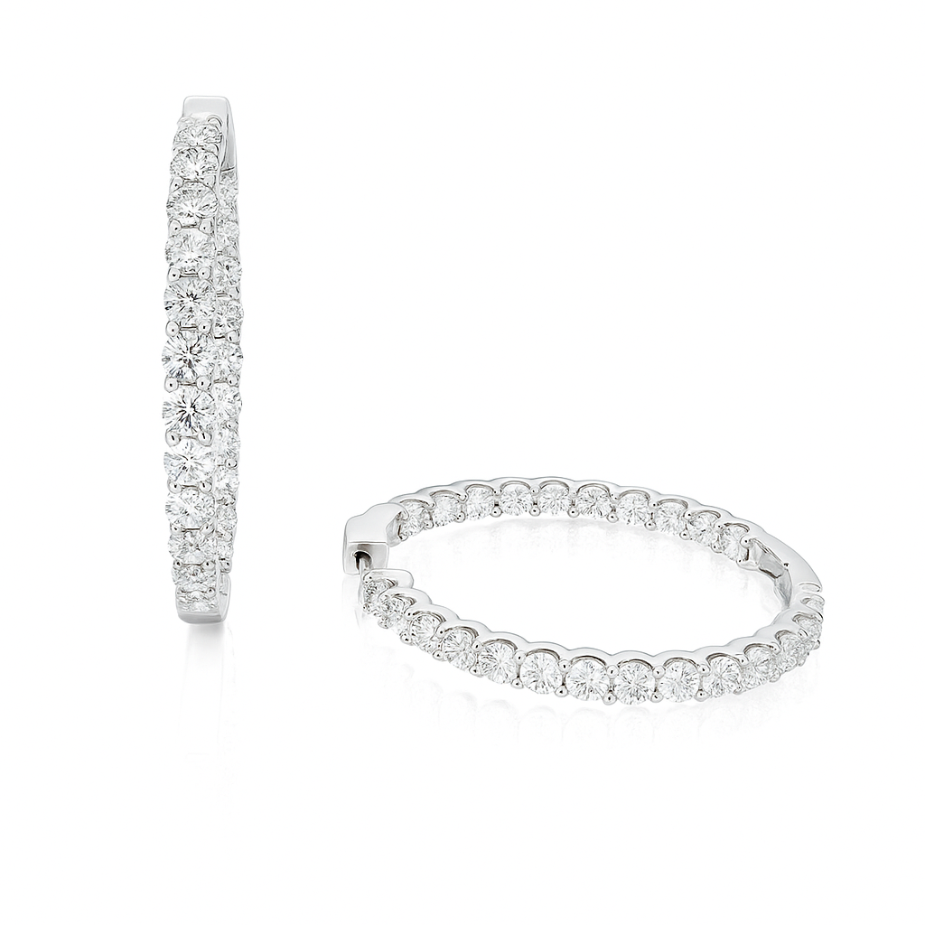 18K White Gold Diamond Earrings, 7.55ct