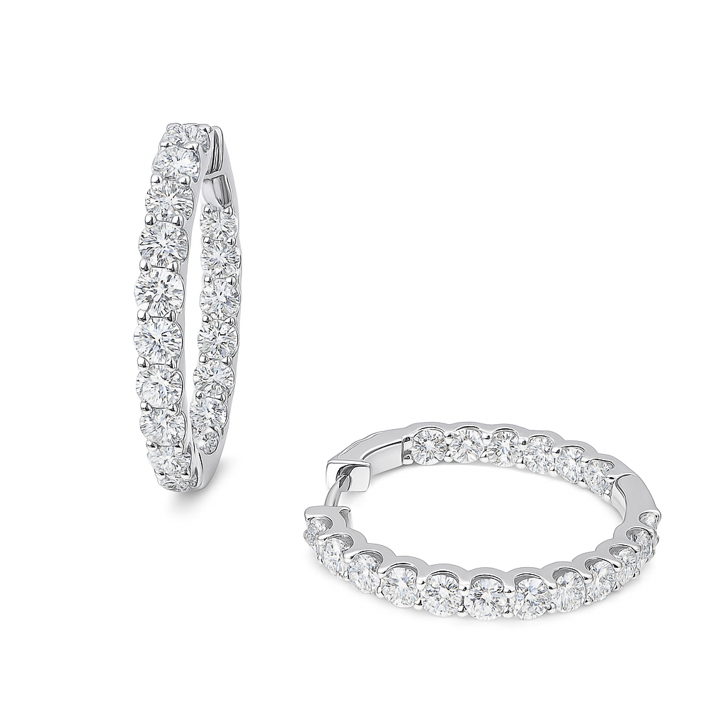 18K White Gold Diamond Earrings, 3.12ct