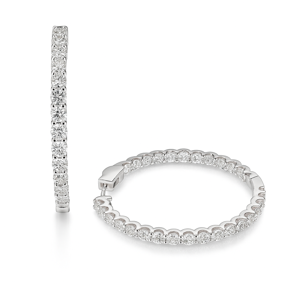 18K White Gold Diamond Earrings, 5.48ct