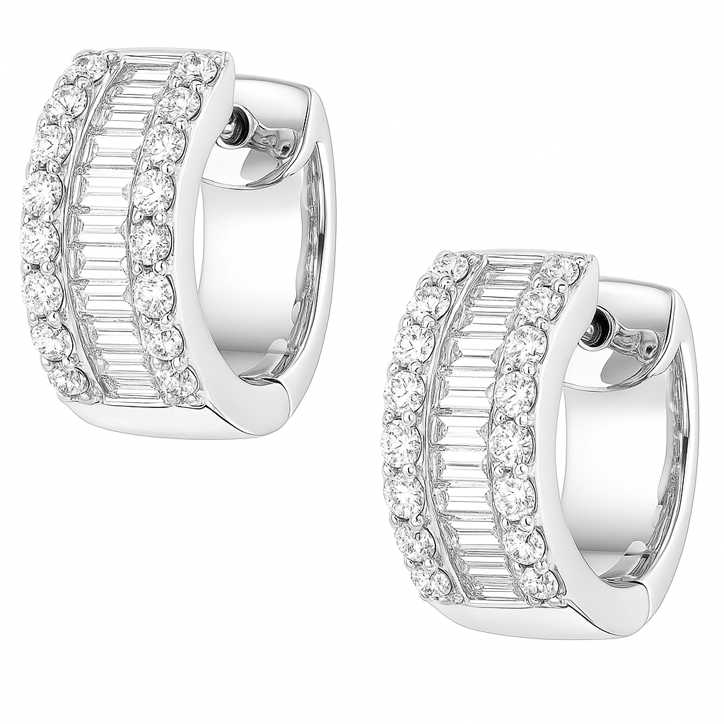 18K White Gold Diamond Earrings, 1.17ct