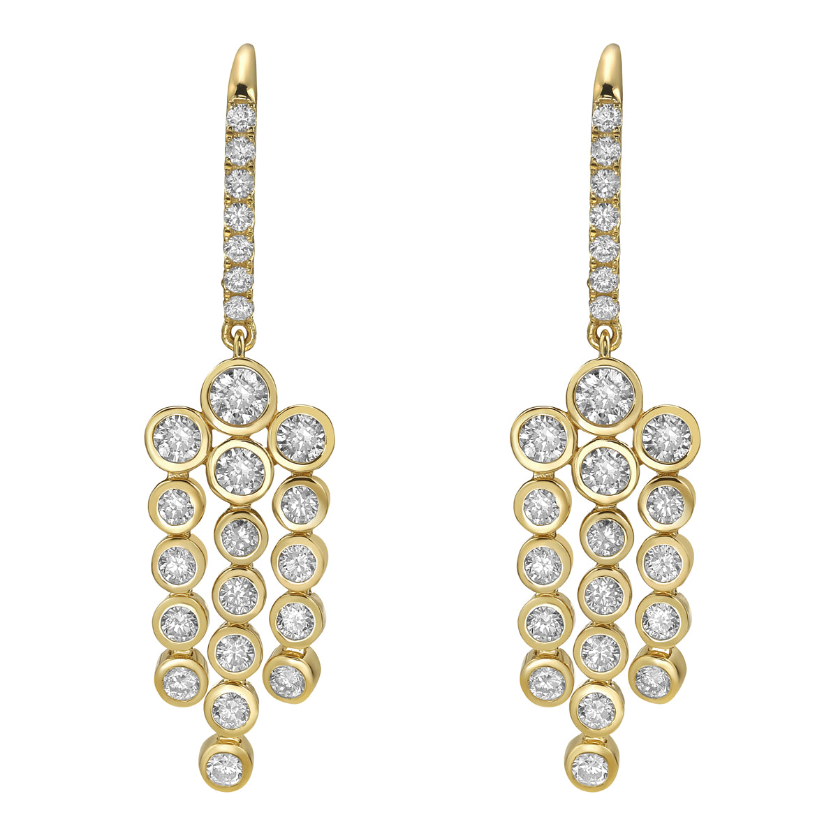 E056079Y - Earrings 18KY/5.9G 8RD-0.75CT 40RD-1.26CT