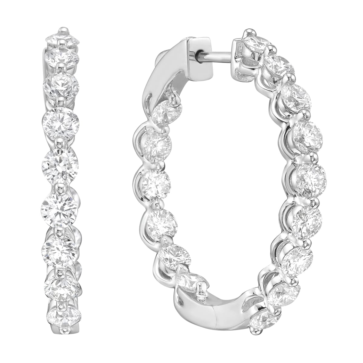 14K White Gold Diamond Earrings, 2.95ct