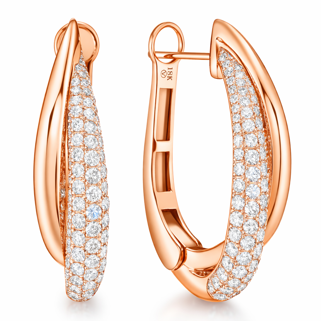 18K Rose Gold Diamond Earrings, 2.02ct