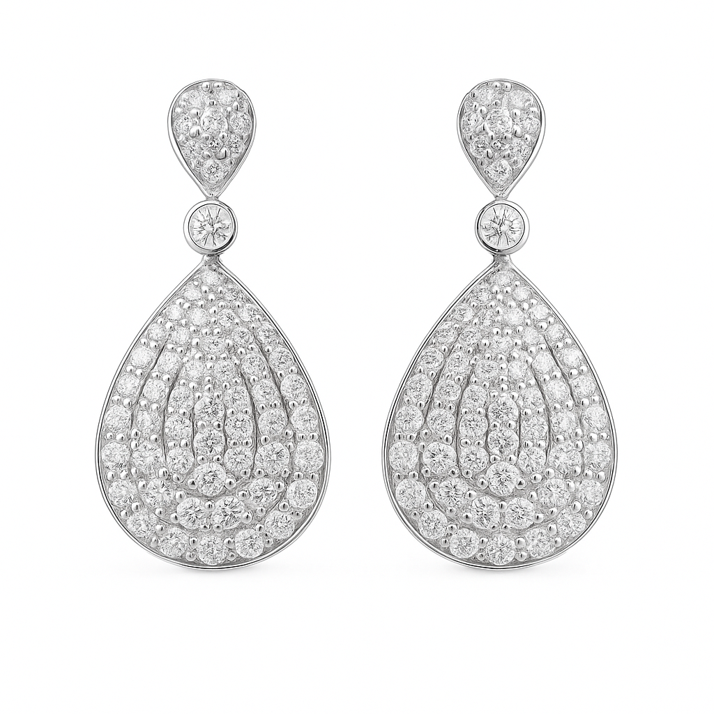 18K White Gold Diamond Earrings, 2.7ct