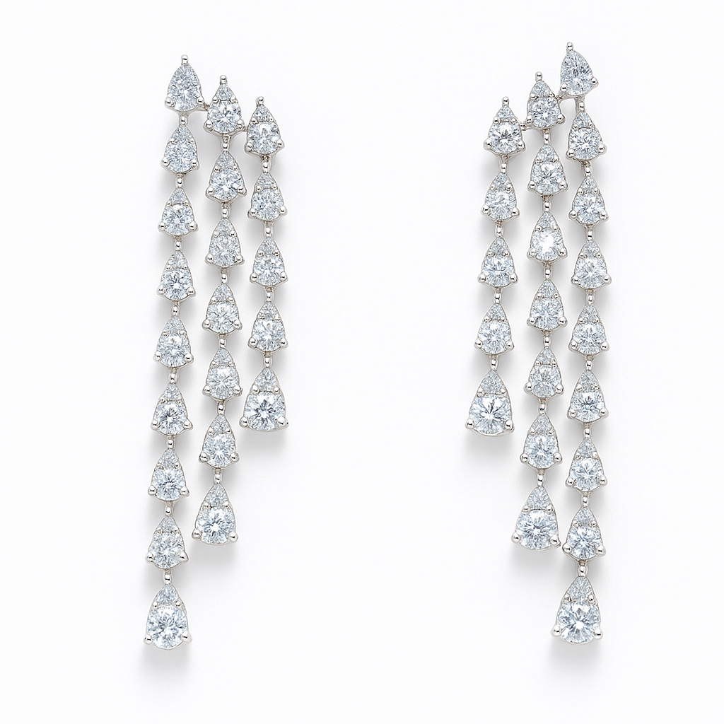18K White Gold Diamond Earrings, 1.96ct