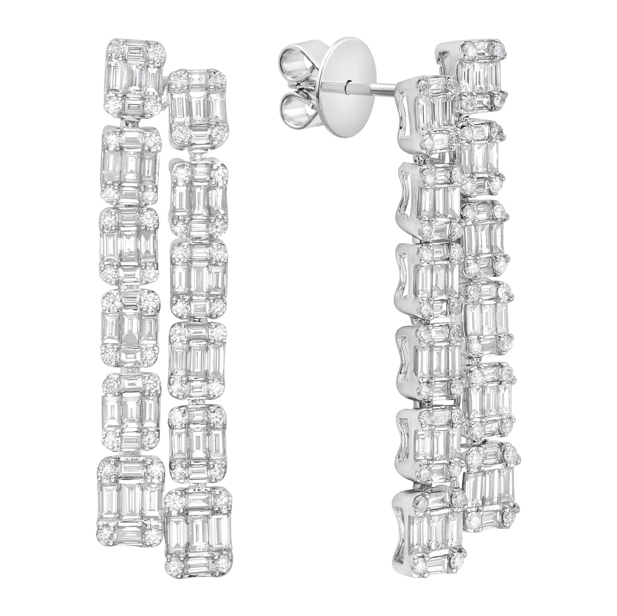 18K White Gold Diamond Earrings, 2.52ct