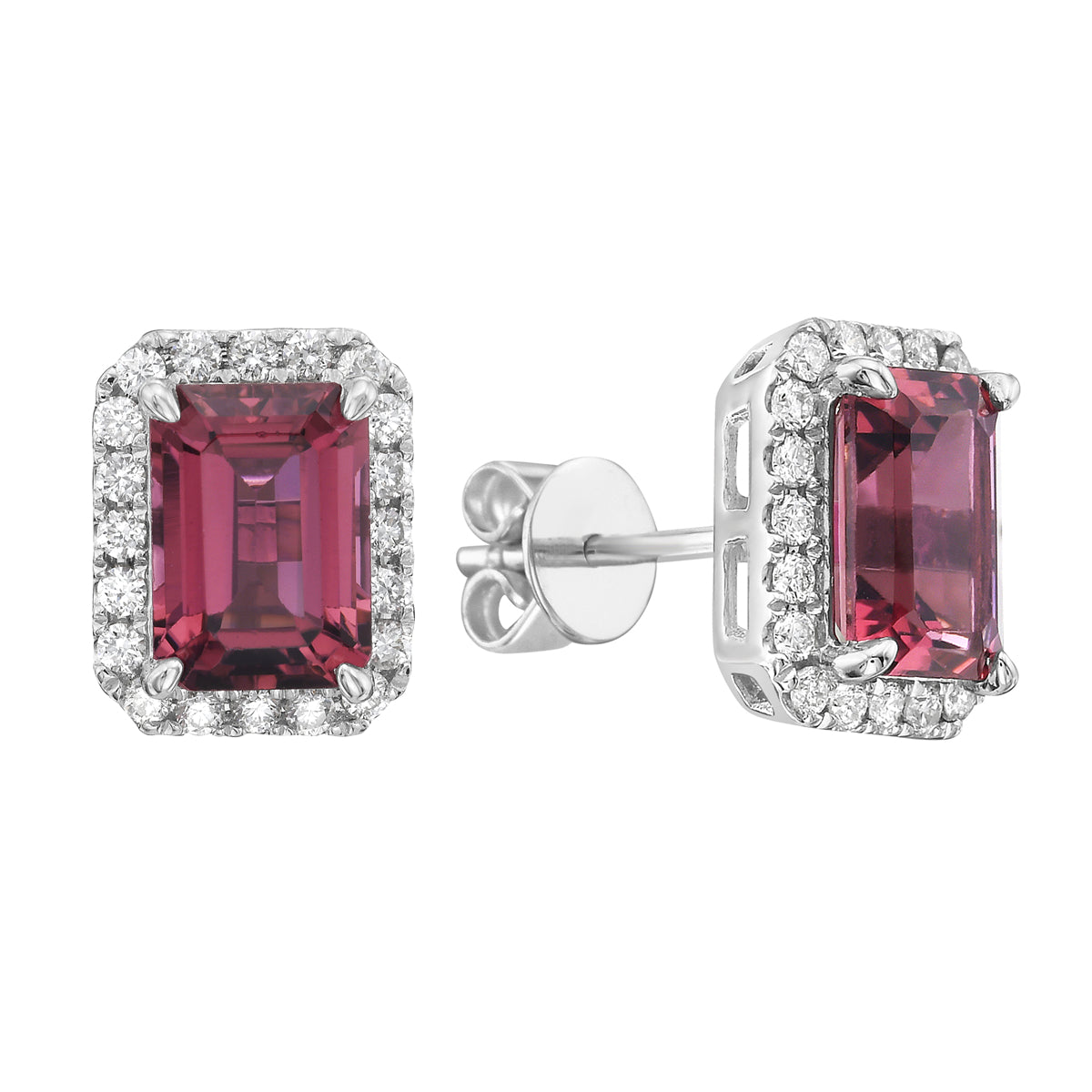 Earrings 14KW/1.8G 2PT-2.07CT 40RD-0.26CT Pink Tourmaline