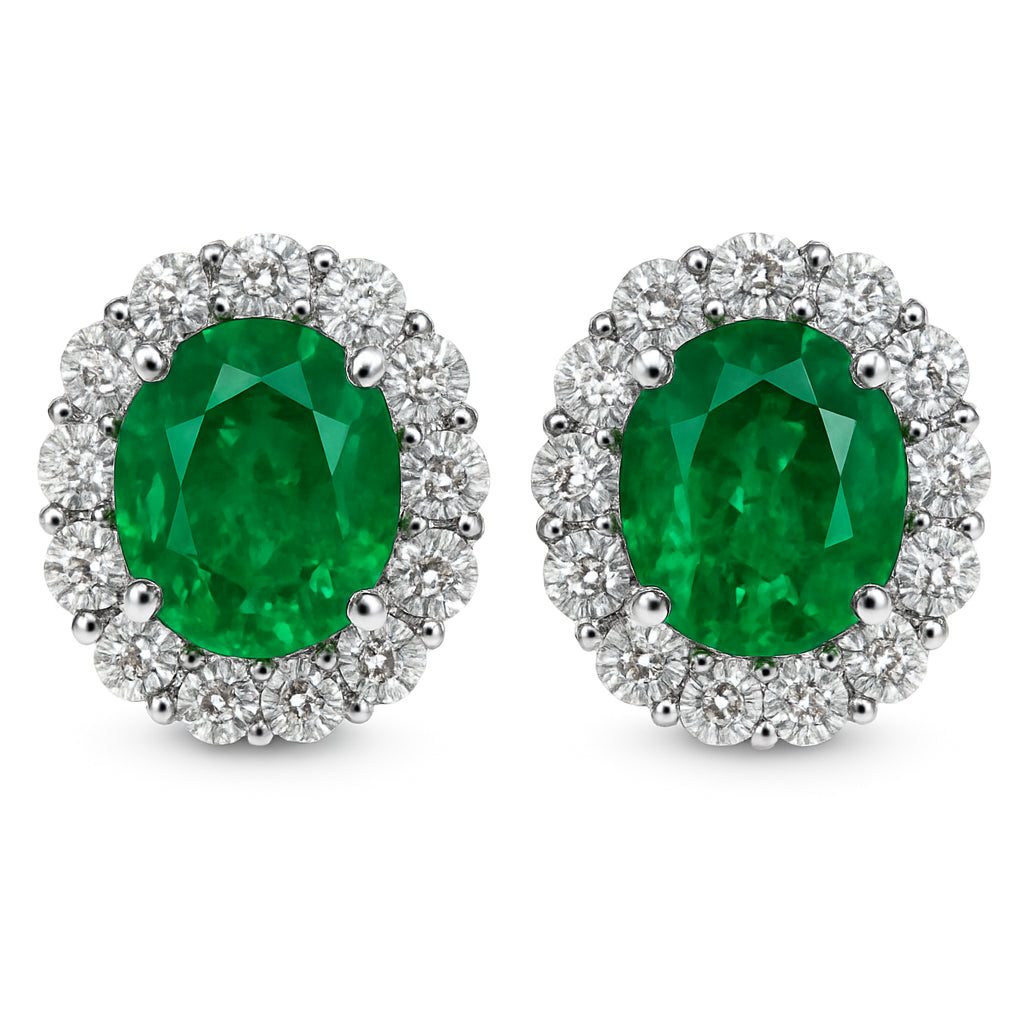 EE054678 - Earrings 18KW/2.5G 2EMER-1.27CT 24RD-0.57CT