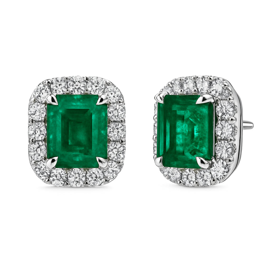 EE055363 - Earrings 18KW/2.7G 2EMER-1.63CT 26RD-0.53CT