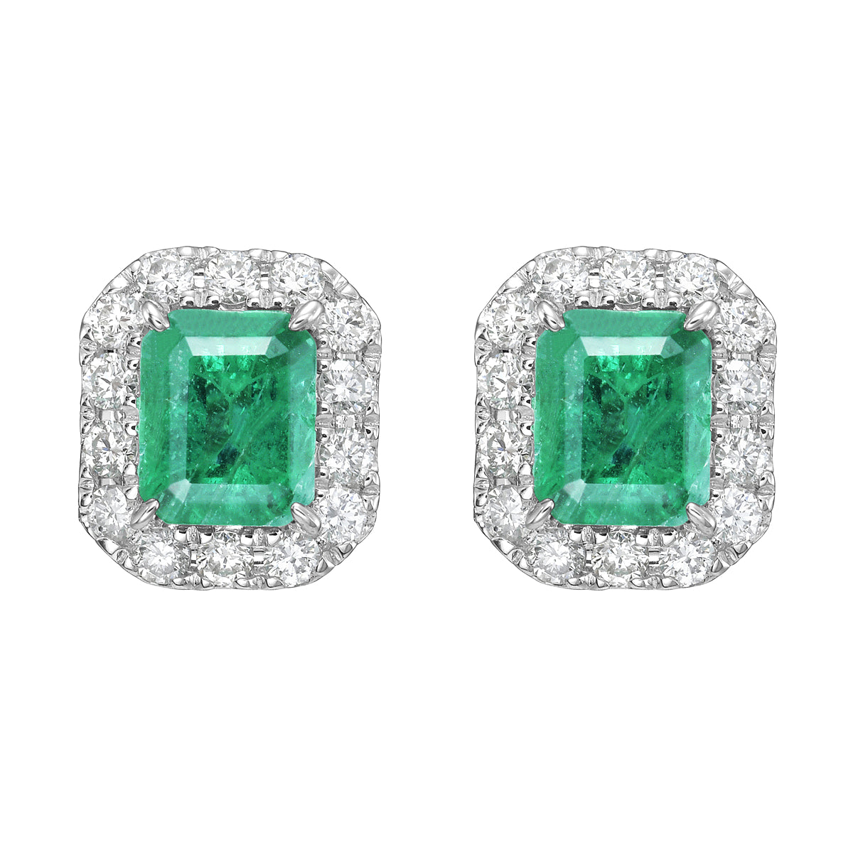 EE055364 - Earrings 18KW/2.1G 2EMER-0.8CT 28RD-0.31CT