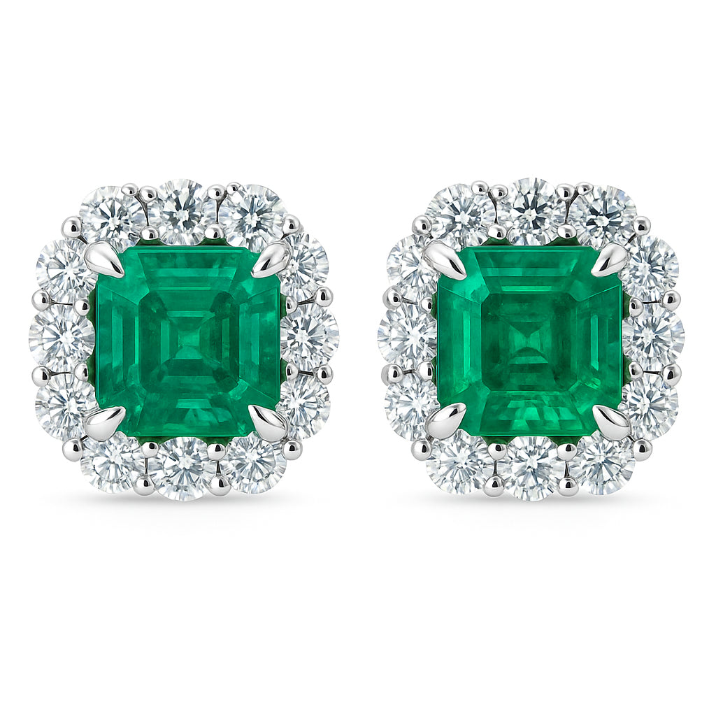 EE055724 - Earrings 18KW/3.1G 2EMER-1.32CT 24RD-0.54CT