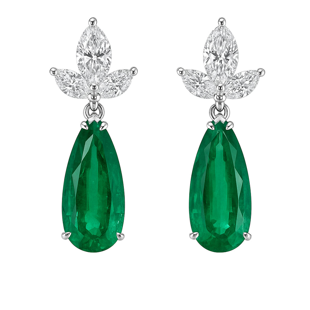 EE055842 - Earrings 18KW/4.5G 2EMER-5.21CT 6MQ-0.92CT