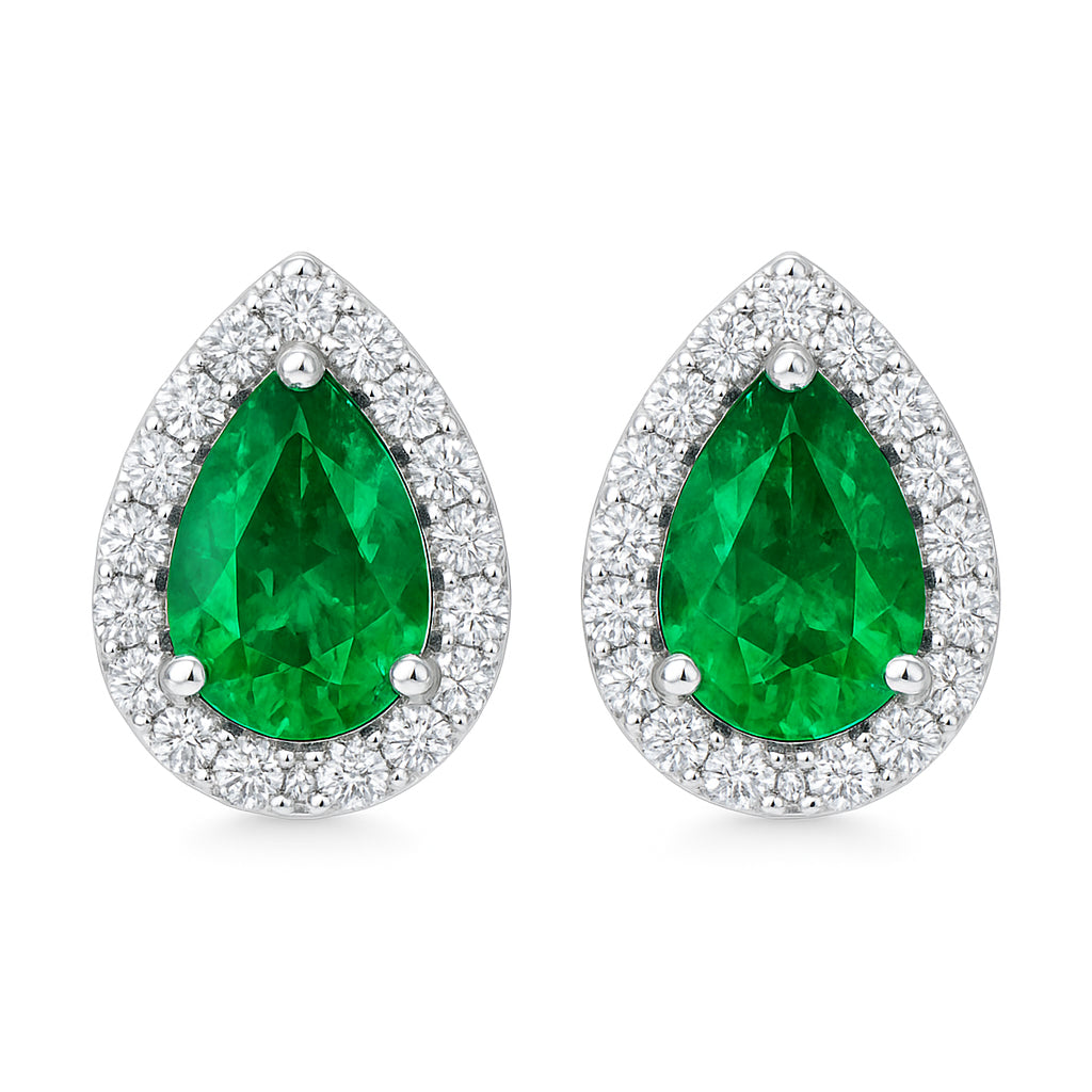 EE056334 - Earrings 18KW/2.8G 2EMER-1.94CT 32RD-0.39CT