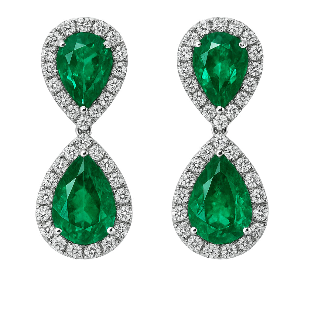 EE056344 - Earrings 18KW/5.9G 4EMER-5.80CT 74RD-0.91CT