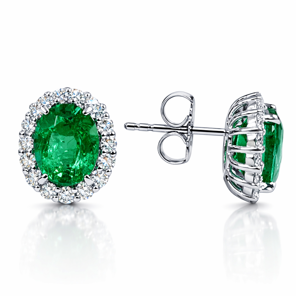 EE056937 - Earrings 18KW/3.3G 2EMER-3.73CT 32RD-0.78CT