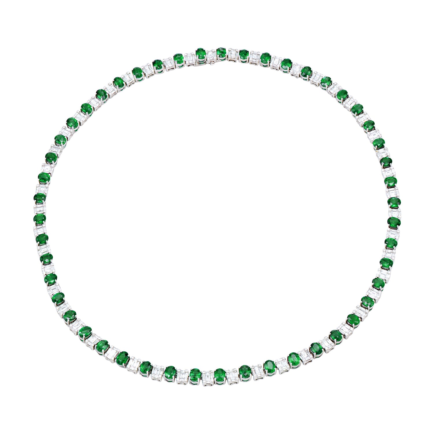 Necklace 18KW/32.3G 49EMER-15.24CT 245BD-5.75CT 196RD-1.24CT