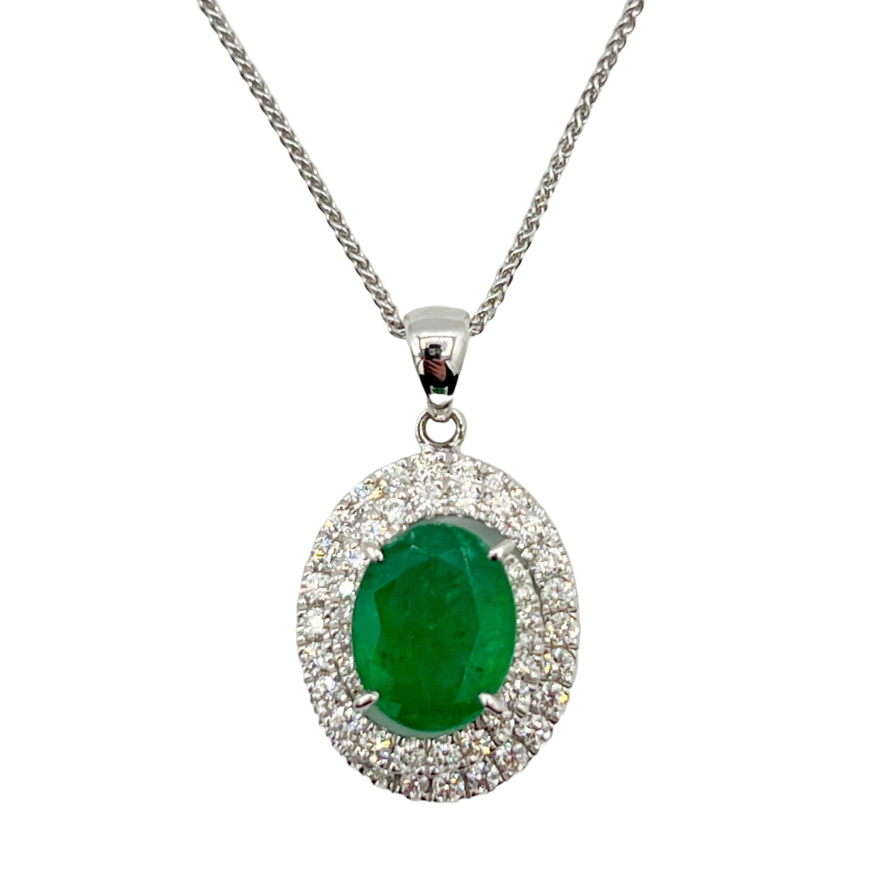 Pendant 18KW/4.9G 1EMER-3.19CT 54RD-0.77CT