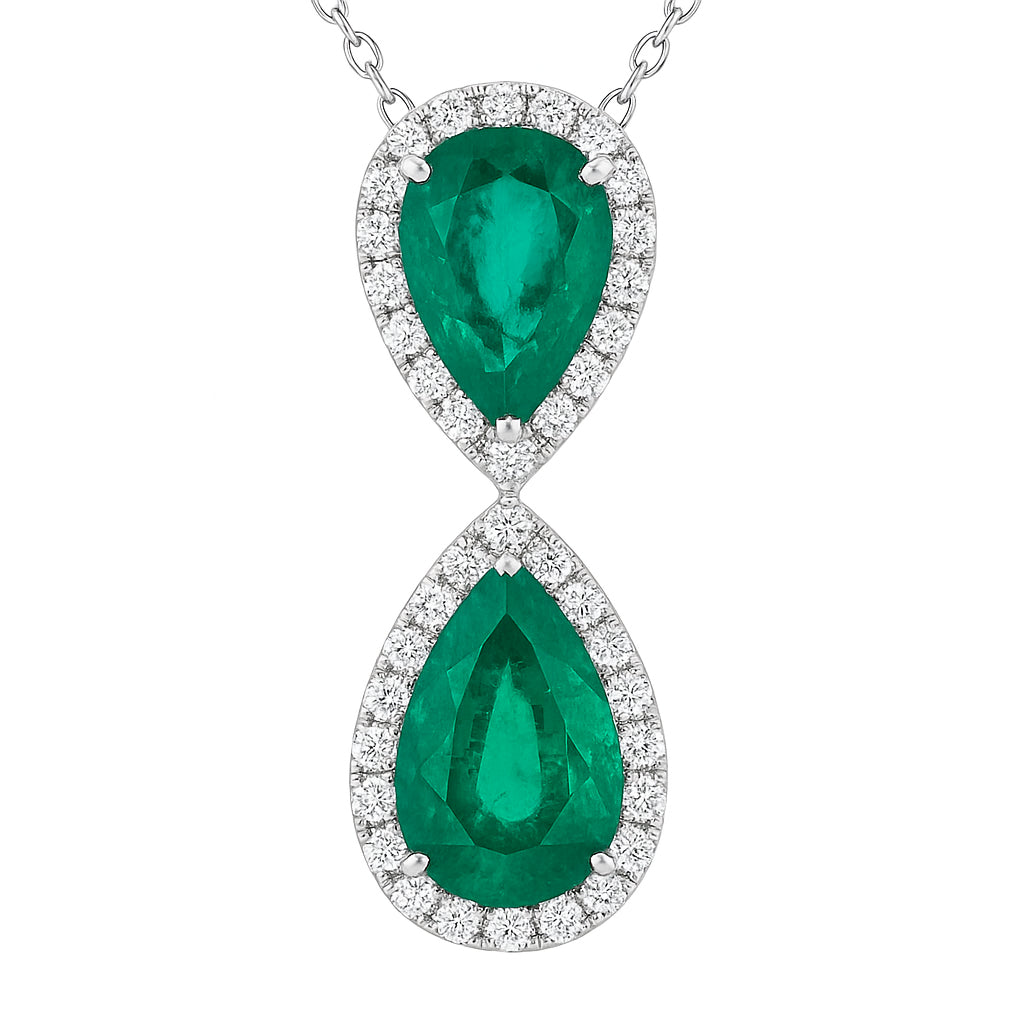 Handmade 18K White Gold Green Emerald Pendant, 5.47ct