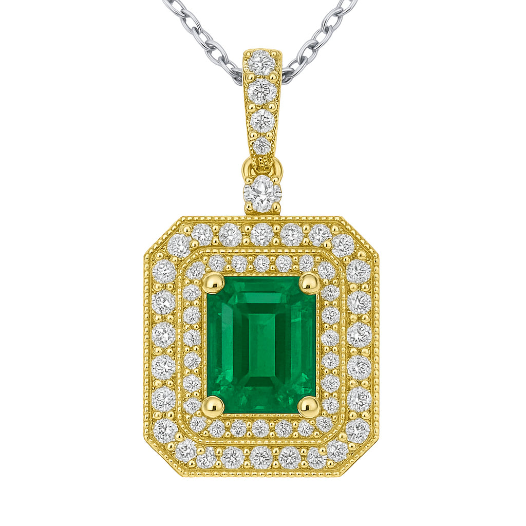 18K White Gold Green Emerald Pendant, 0.91ct