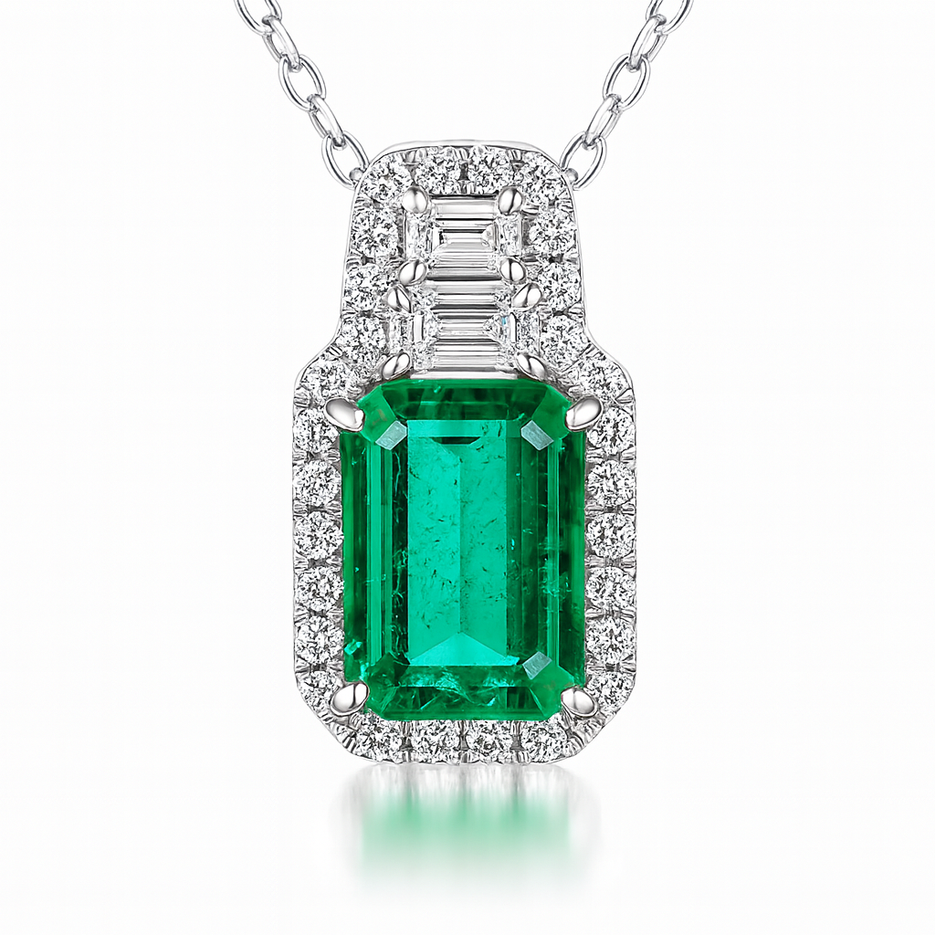 EP056818 - Pendant 18KW/1.7G 1EMER-2.76CT 2ED-0.26CT 29RD-0.23CT