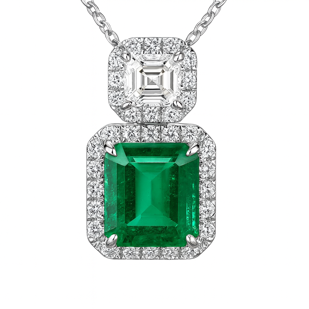 EP056831 - Pendant 18KW/2.2G 1EMER-2.53CT 1ASSCH-0.55CT 34RD-0.41CT