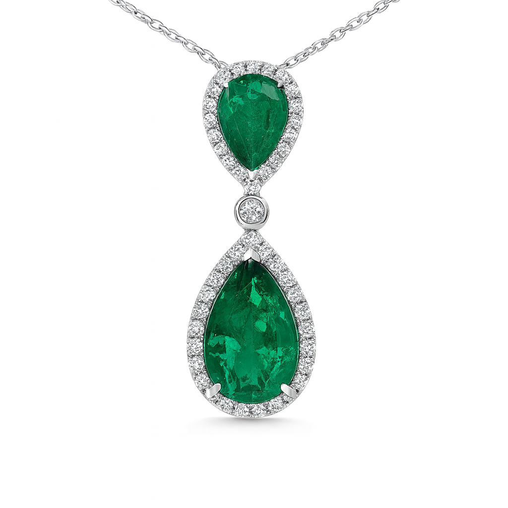 EP056845 - Pendant 18KW/2.7G 2EMER-3.47CT 45RD-0.50CT
