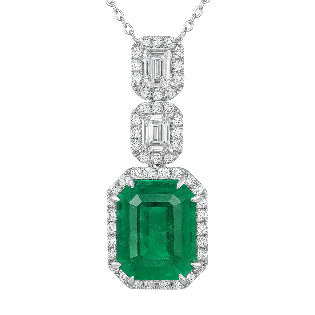 EP056849 - Pendant 18KW/3.4G 1EMER-6.31CT 2ED-0.65CT 50RD-0.59CT