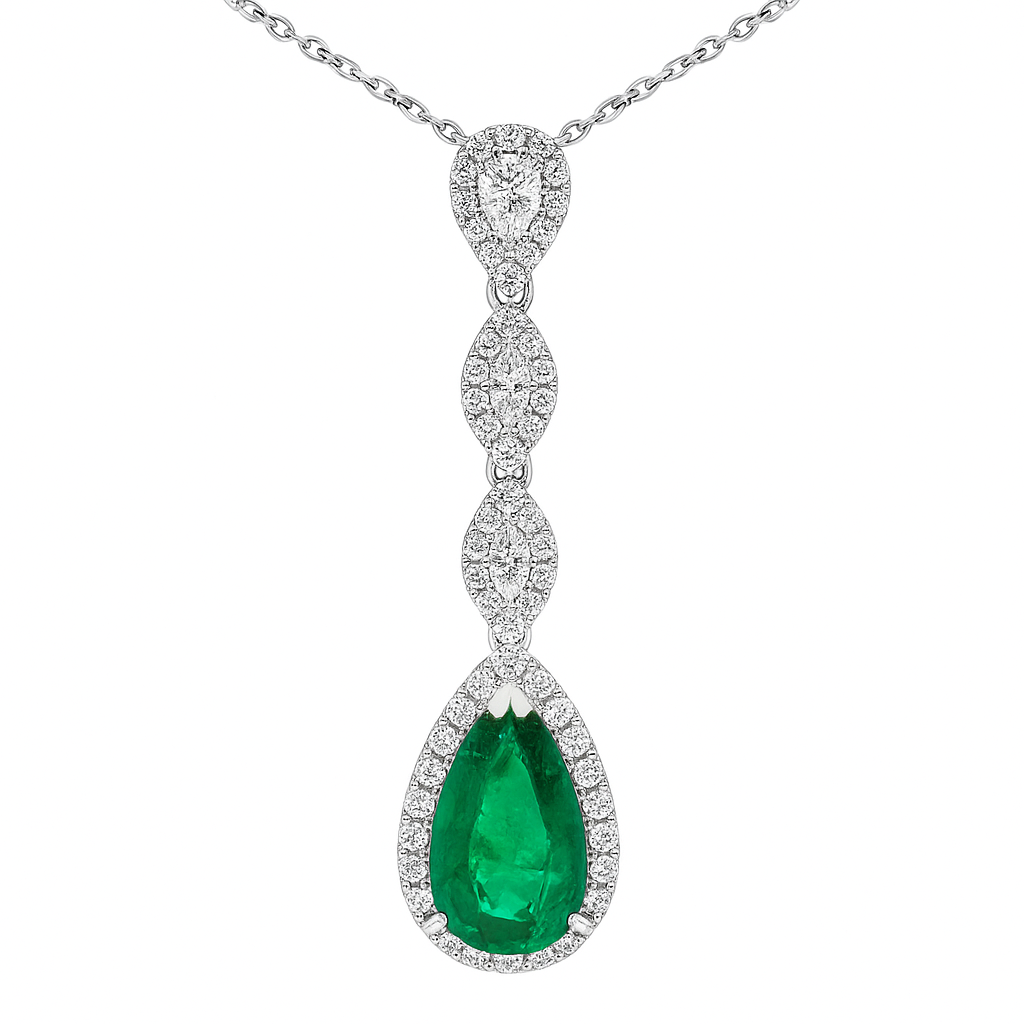 EP056851 - Pendant 18KW/2.9G 1EMER-3.87CT 3FAN-0.34CT 57RD-0.57CT