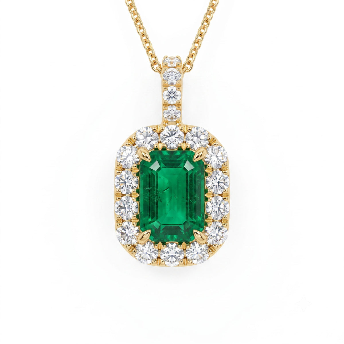 EP057044Y - Pendant 18KY/1.0G 1EMER-0.76CT 18RD-0.32CT