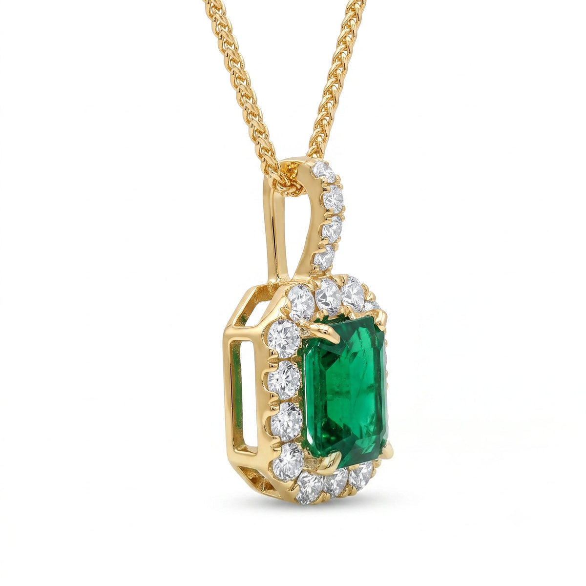 EP057044Y - Pendant 18KY/1.0G 1EMER-0.76CT 18RD-0.32CT