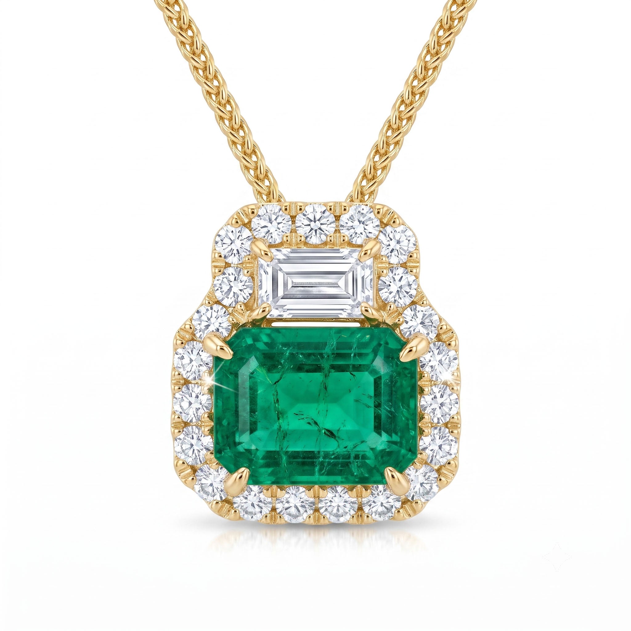 EP057051Y - Pendant 18KY/1.0G 1EMER-0.96CT 1DIA-0.20CT 21RD-0.19CT
