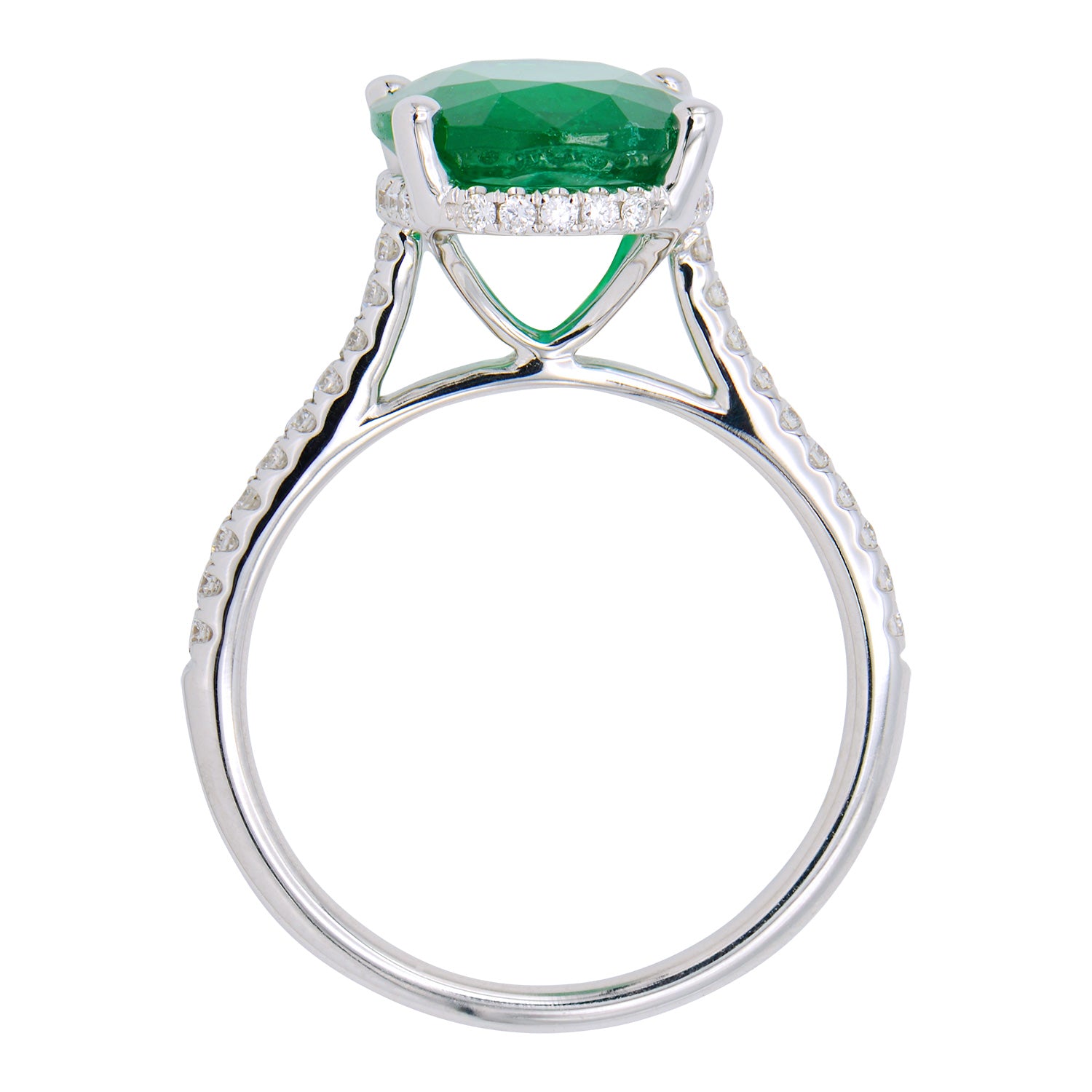 Ring-18KW 1EM-3.34CT 42RD-0.24CT