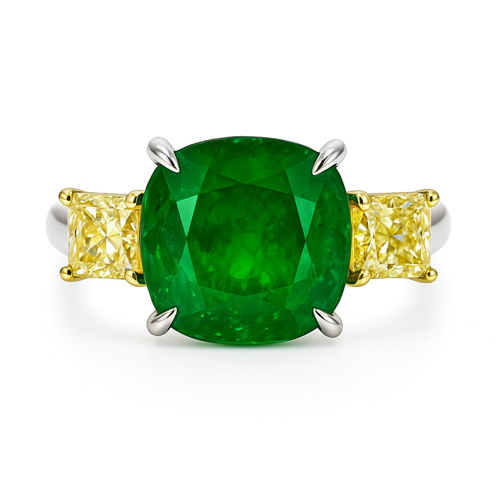 ER054544 - Ring 18KWY/4.4G 1EMER-3.60CT 2YD-0.98CT