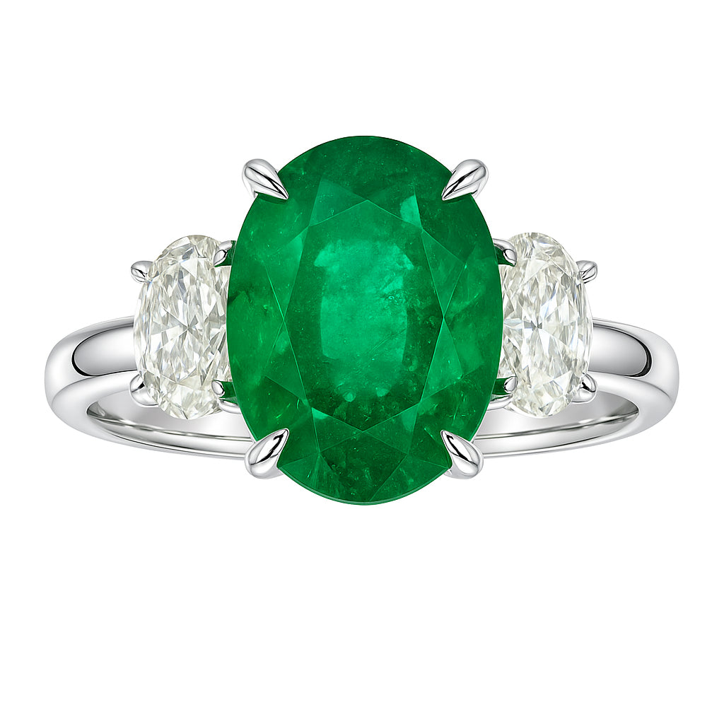 ER054556 - Ring 18KW/4.3G 1EMER-3.30CT 2HM-0.49CT