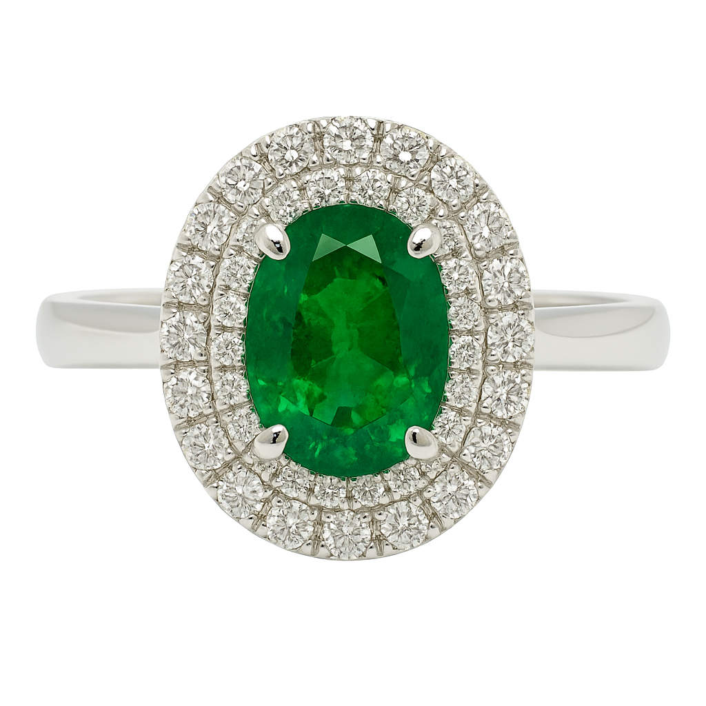 ER054748 - Ring 18KW/4.7G 1EMER-0.98CT 40RD-0.46CT