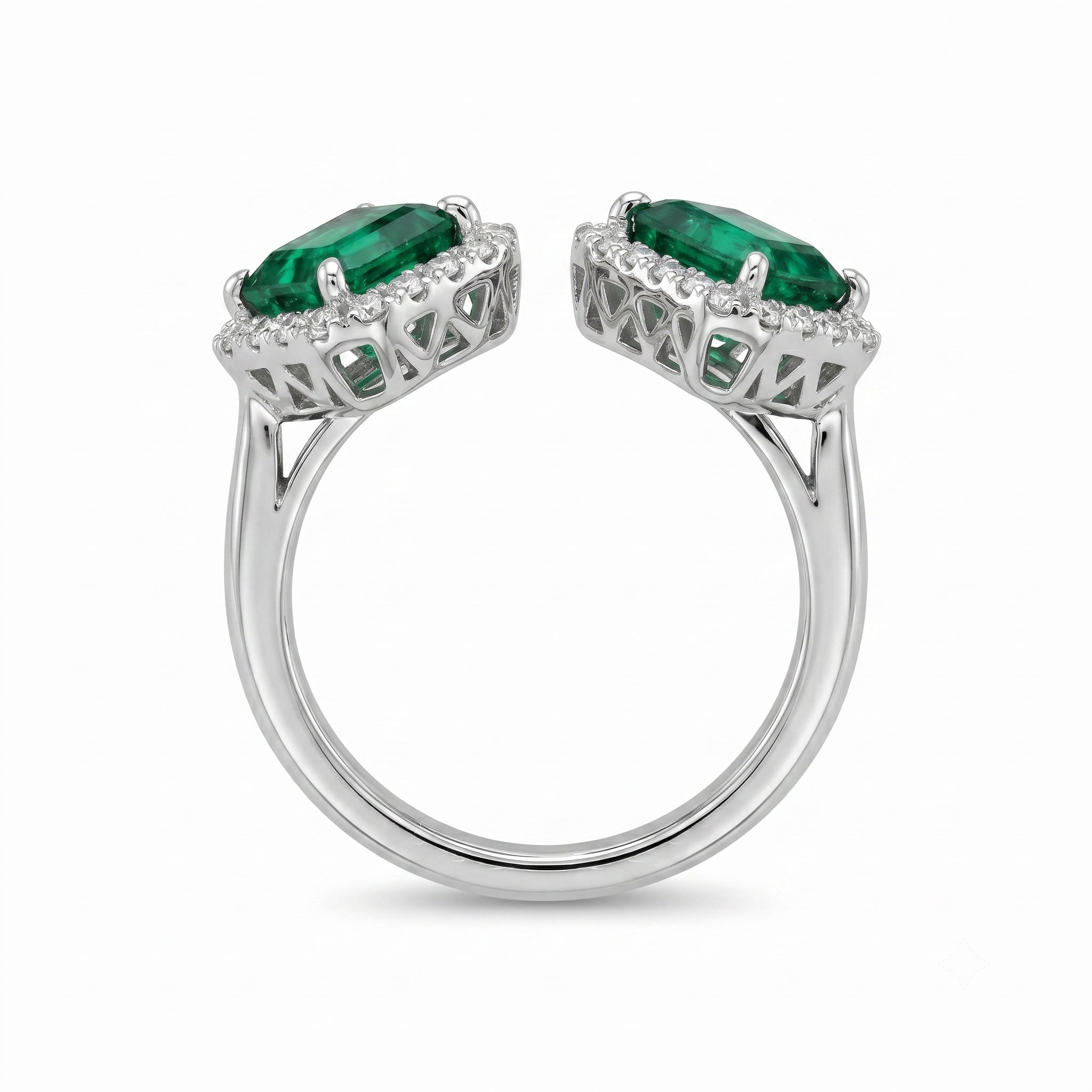 Handmade 18K White Gold Emerald Ring, 5.52ct