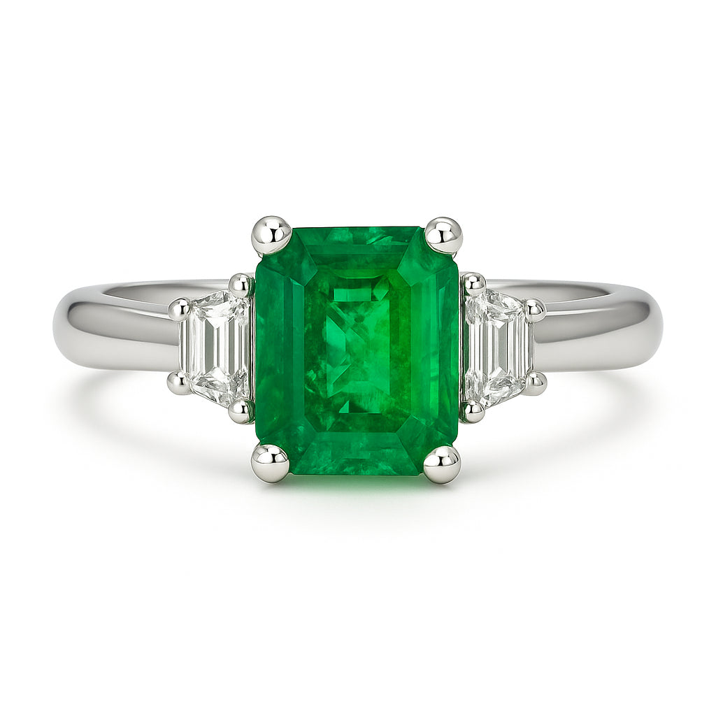 ER055595 - Ring 18KW/3.4G 1EMER-1.26CT 2RD-0.33CT