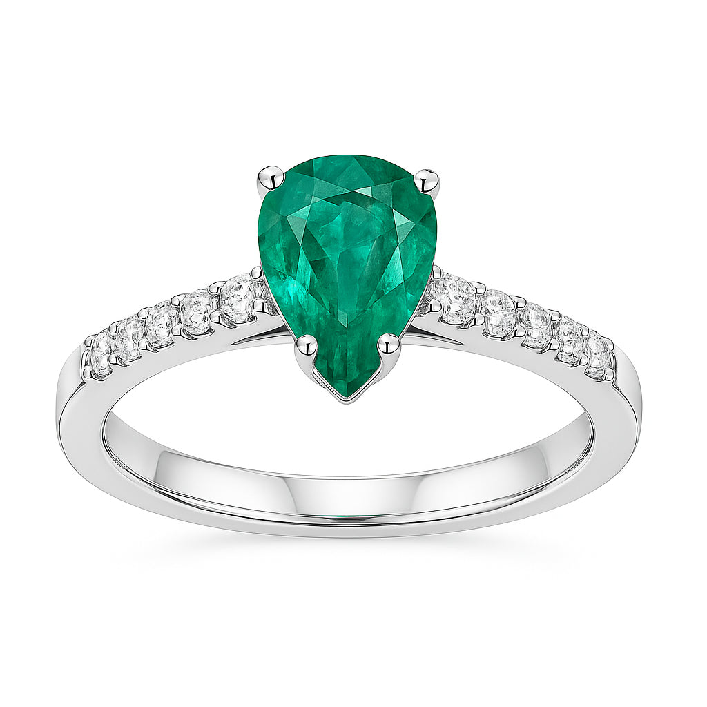 ER055749 - Ring 18KW/3.1G 1EMER-1.55CT 14RD-0.32CT
