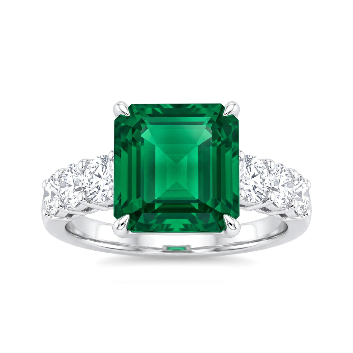 Handmade 18K White Gold Emerald Ring, 3.54ct
