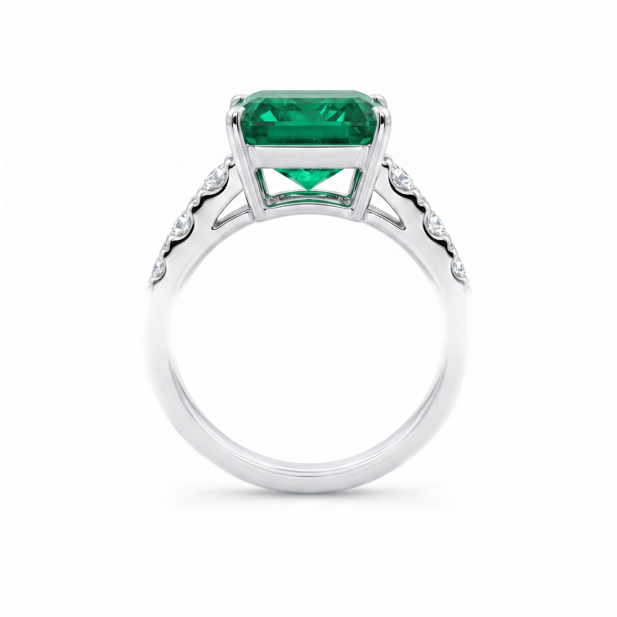 Handmade 18K White Gold Emerald Ring, 3.54ct